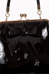 Black Classic Retro Bow Kisslock Handbag
