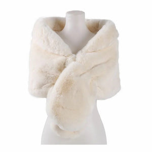 Ivory Luxe Faux Fur Shawl Wrap