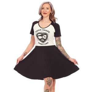 "Thick Thighs, Spooky Vibes" Raglan Skater Dress