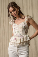 Load image into Gallery viewer, Floral Corset Peplum with Lace Up Back Top
