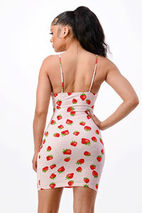 Strawberry Print Tank Bodycon Dress