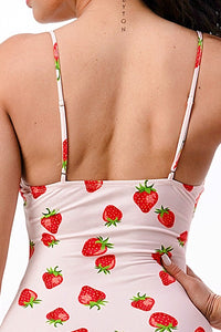 Strawberry Print Tank Bodycon Dress