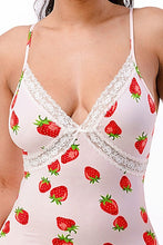 Load image into Gallery viewer, Strawberry Print Lace Cami Bodycon Dress
