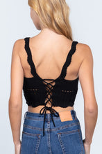 Load image into Gallery viewer, Black Crochet Back Lacing Cami Knit Top
