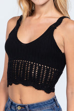 Load image into Gallery viewer, Black Crochet Back Lacing Cami Knit Top
