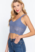 Load image into Gallery viewer, Periwinkle Blue Crochet Back Lacing Cami Knit Top
