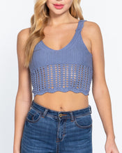 Load image into Gallery viewer, Periwinkle Blue Crochet Back Lacing Cami Knit Top
