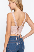 Load image into Gallery viewer, Blush Pink Crochet Back Lacing Cami Knit Top
