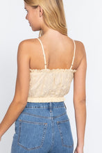 Load image into Gallery viewer, Vanilla Yellow Front Tie Eyelet Detail Cropped Cami Top
