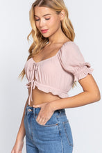 Load image into Gallery viewer, Blush Pink Chiffon Sweetheart Front Tie Crop Top

