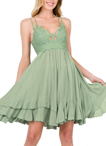 Dusty green summer dress