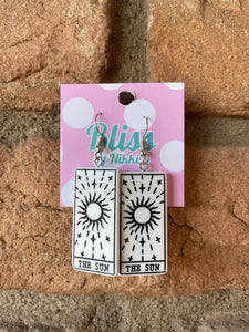 The Sun Tarot Card Glitter Acrylic Statement Earrings- More Colors Available!