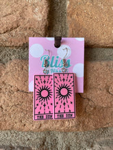 Load image into Gallery viewer, The Sun Tarot Card Glitter Acrylic Statement Earrings- More Colors Available!
