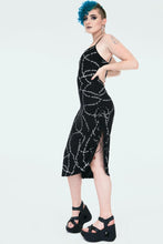 Load image into Gallery viewer, Black Thorn Print Slip Dress with Side Adjuster
