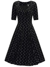 Load image into Gallery viewer, Trixie Glitter Moon Velvet Swing Dress

