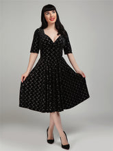 Load image into Gallery viewer, Trixie Glitter Moon Velvet Swing Dress
