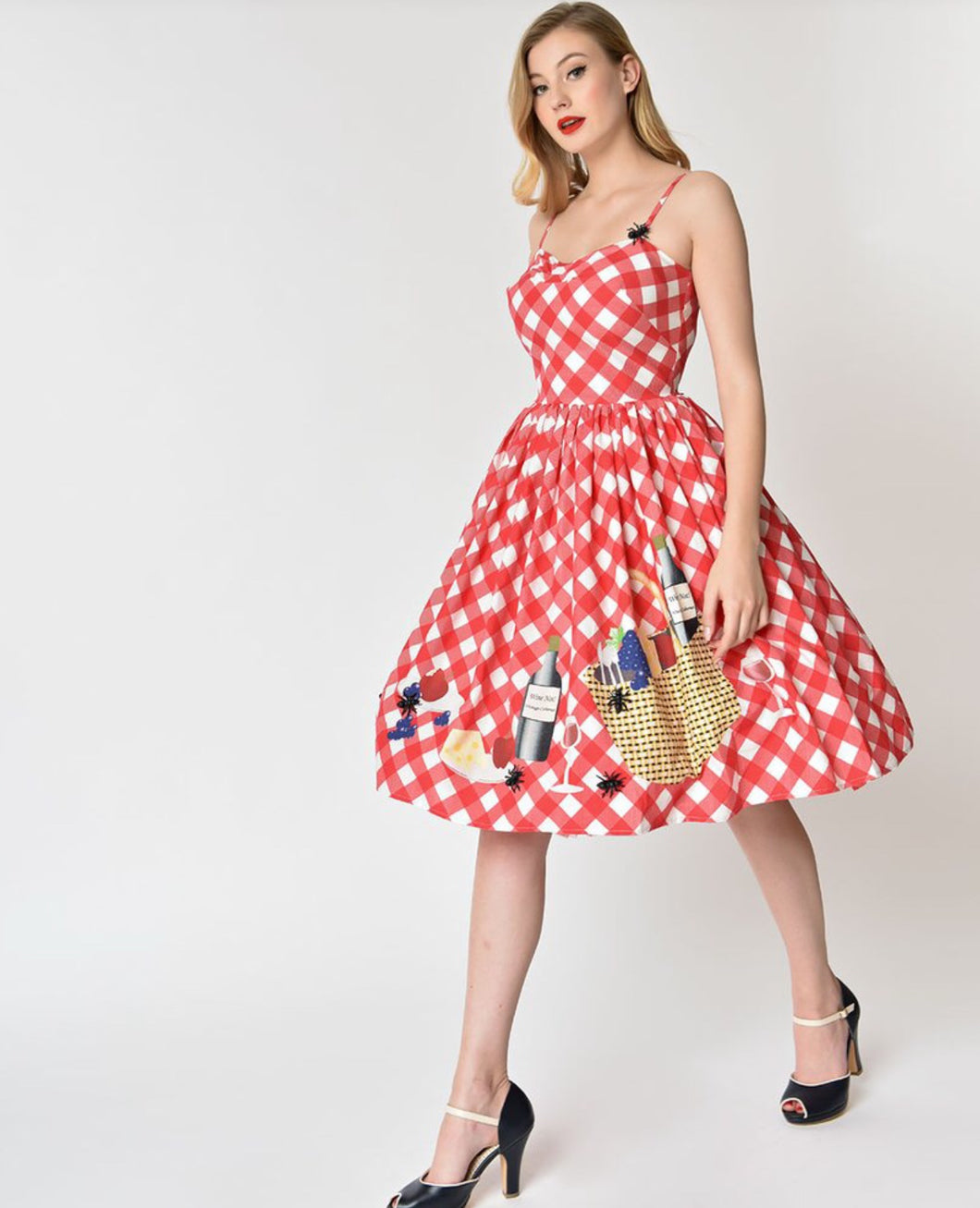 unique vintage red gingham picnic dress