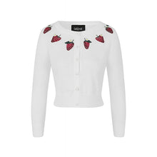 Load image into Gallery viewer, embroidered white strawberry cardigan
