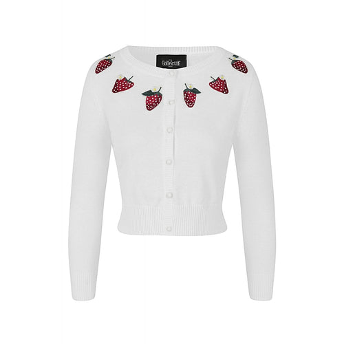 embroidered white strawberry cardigan