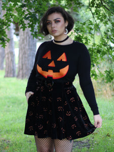 Adore Pumpkin Glitter Velvet Skater Skirt