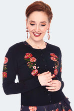 Load image into Gallery viewer, Angela Luxe Floral Embroidered Black Cardigan
