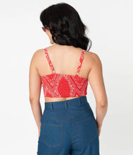 Load image into Gallery viewer, Red Bandana Print Chessie Crop Top
