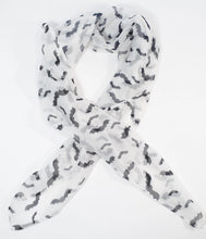 Load image into Gallery viewer, White and Black Bat Print Hair Scarf
