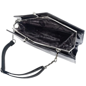 Patent Black Skull Kisslock Deluxe Coffin Handbag