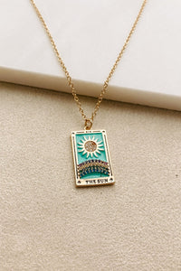 "The Sun" Rhinestone and Enamel Detail Tarot Card Necklace
