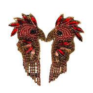 beaded macaw earrings crystal bird