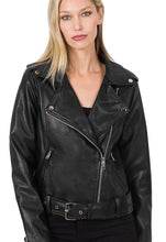 Load image into Gallery viewer, Black Moto PU Jacket
