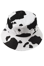 Load image into Gallery viewer, Black Cow Patterned Reversible Bucket Hat
