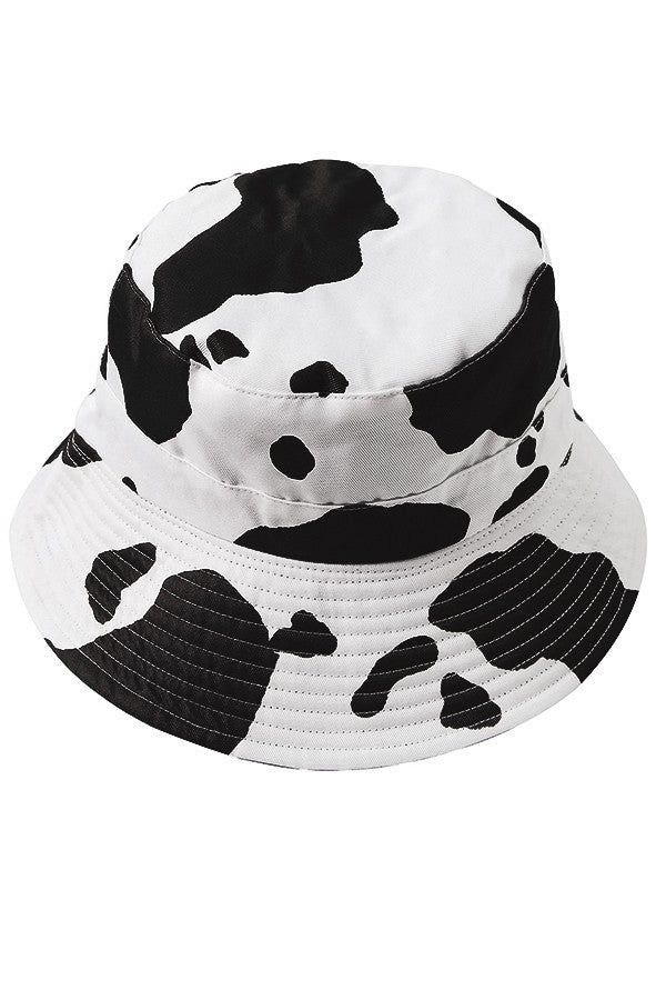 Black Cow Patterned Reversible Bucket Hat
