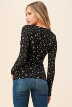 Load image into Gallery viewer, Black Ditsy Flower Thermal Long Sleeve Top
