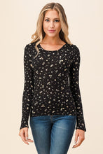 Load image into Gallery viewer, Black Ditsy Flower Thermal Long Sleeve Top
