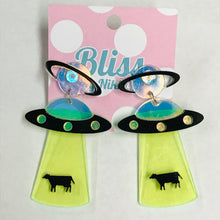 Load image into Gallery viewer, Alien Abduction Acrylic Statement Earrings
