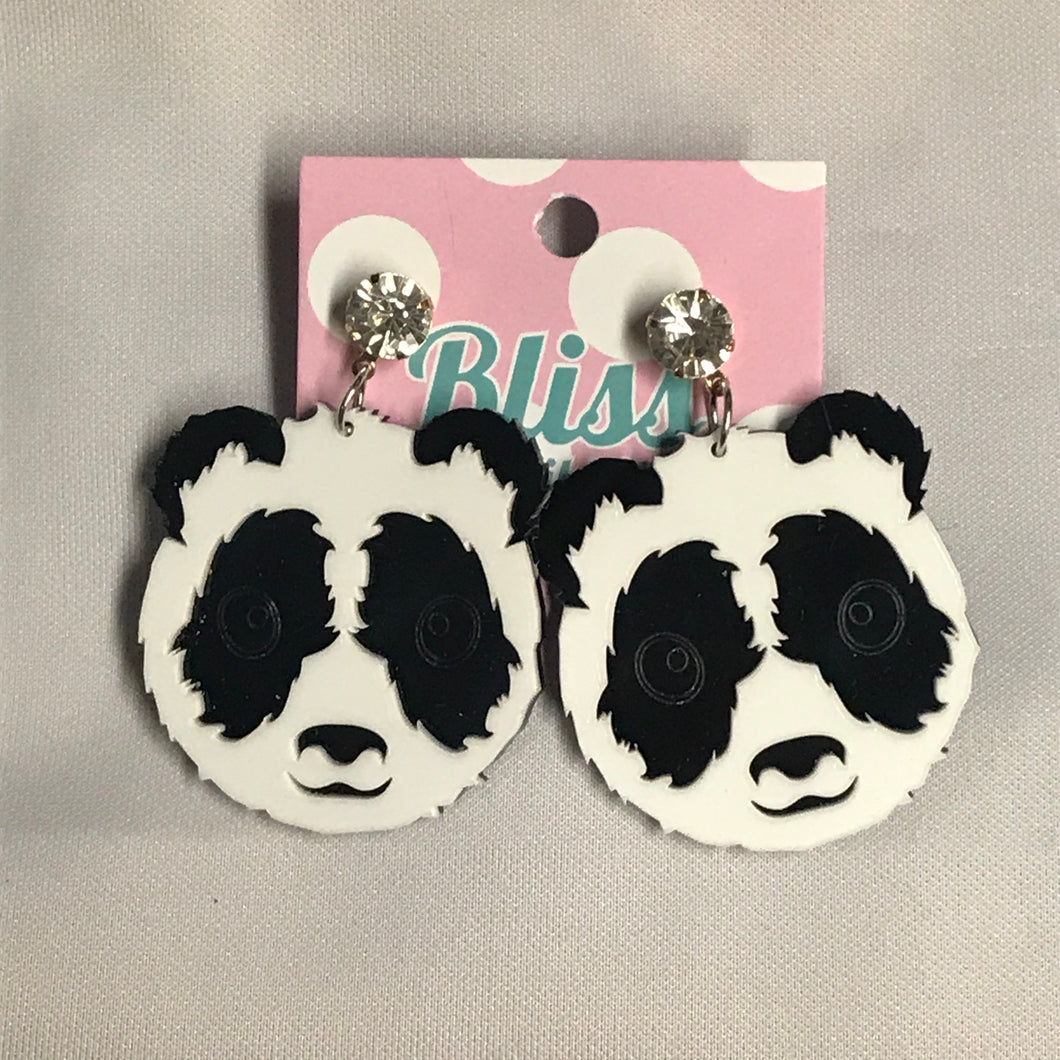 Panda Bear Acrylic Statement Earrings