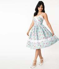 Load image into Gallery viewer, Pastel Pink and Blue Floral Darienne Swing Dress
