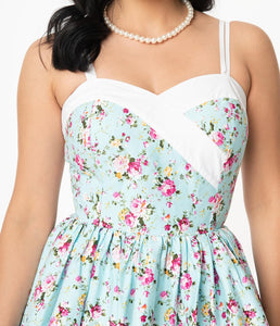 Pastel Pink and Blue Floral Darienne Swing Dress