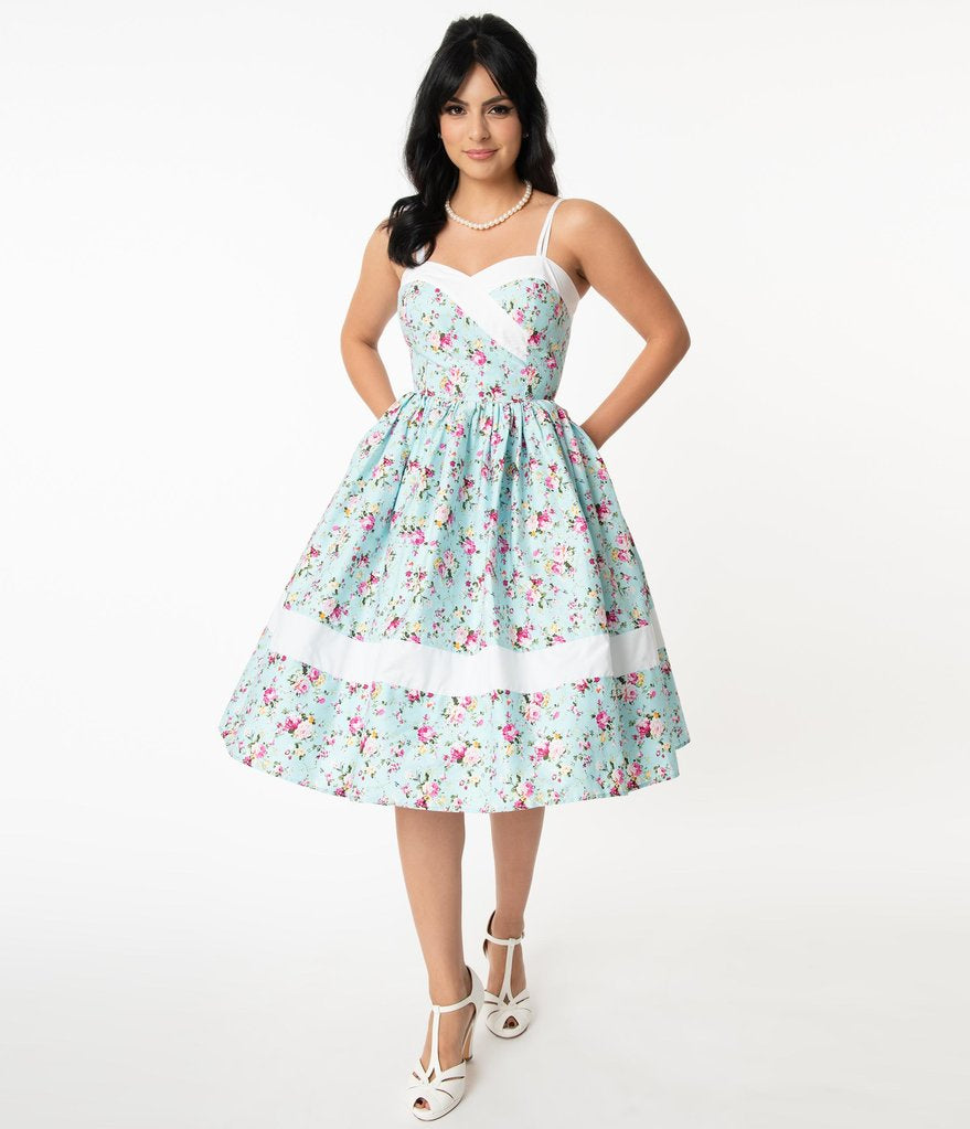 Pastel Pink and Blue Floral Darienne Swing Dress – Pink House Boutique