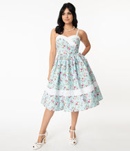 Load image into Gallery viewer, Pastel Pink and Blue Floral Darienne Swing Dress
