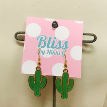 Load image into Gallery viewer, Enamel Saguaro Cactus Charm Earrings
