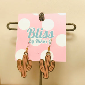 Enamel Saguaro Cactus Charm Earrings