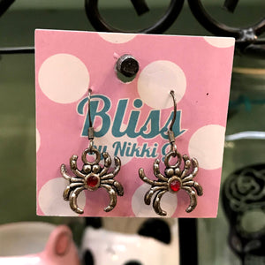 Gem Bodied Spider Charm Earrings