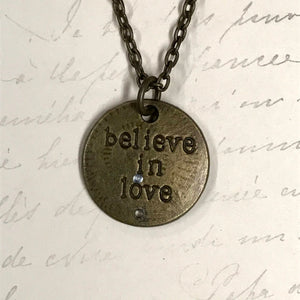 "Believe In Love" Token Charm Necklace