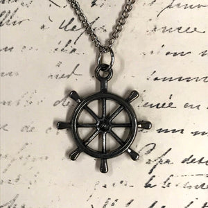 Big Boat Wheel Charm Necklace