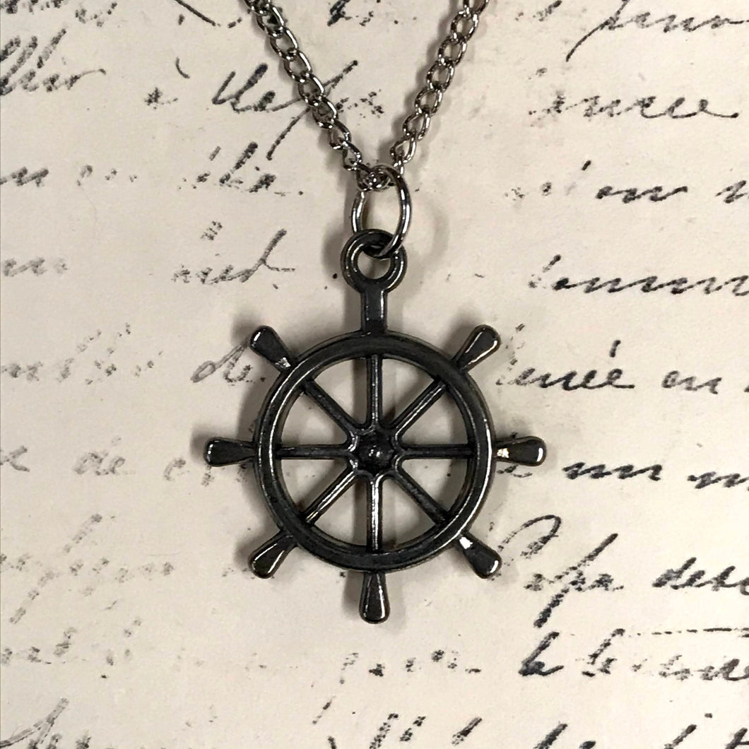 Big Boat Wheel Charm Necklace