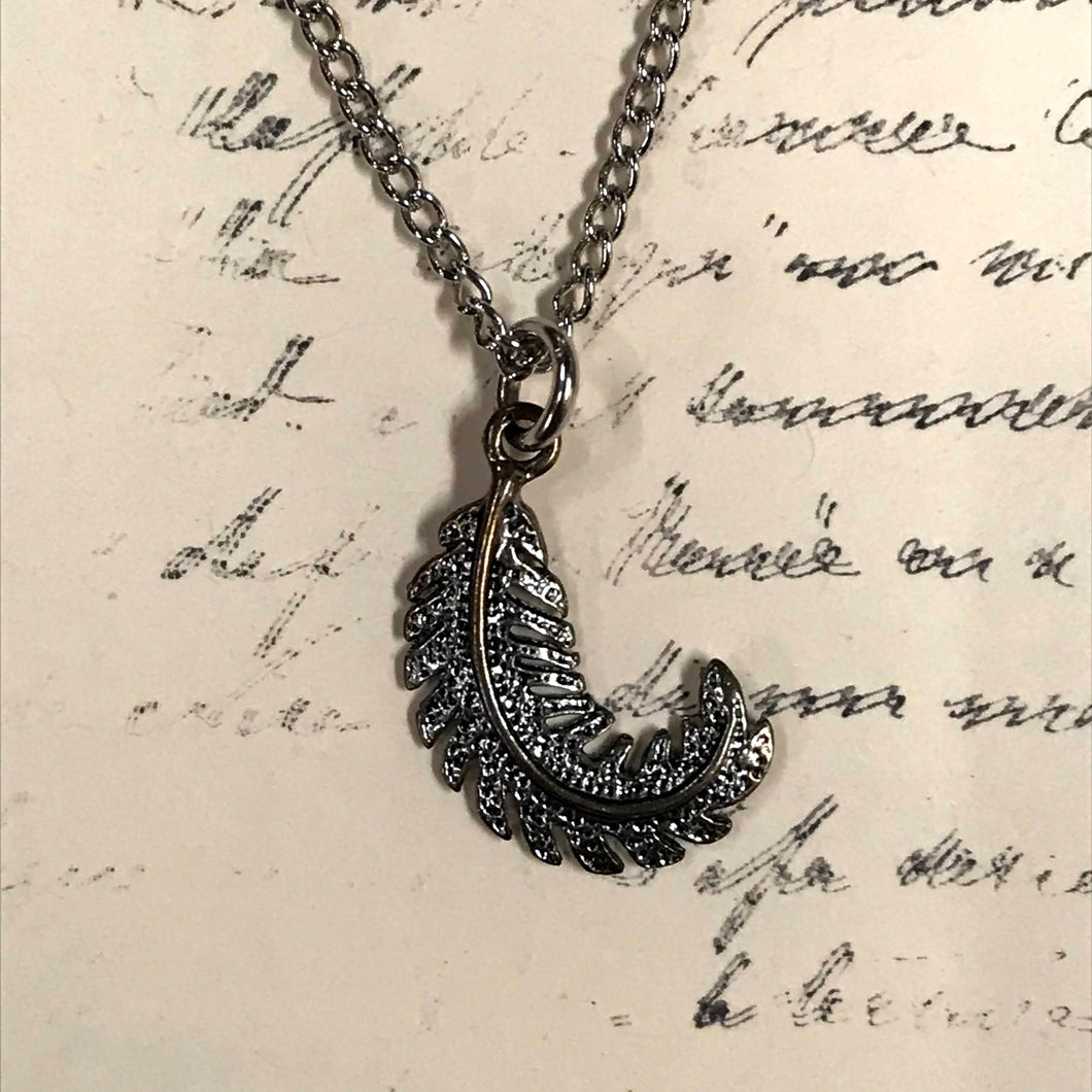 Curled Feather Charm Necklace