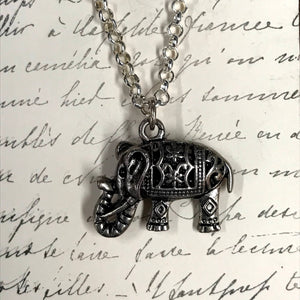 Decorated 3D Elephant Charm Necklace