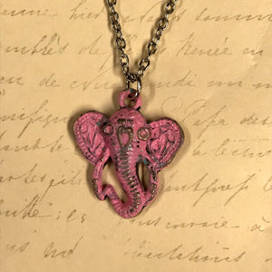 Decorated Elephant Face Charm Necklace